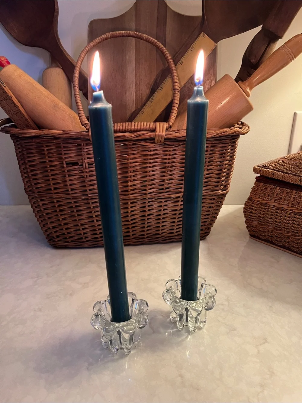 Vintage Crystal Taper  Candle Holders